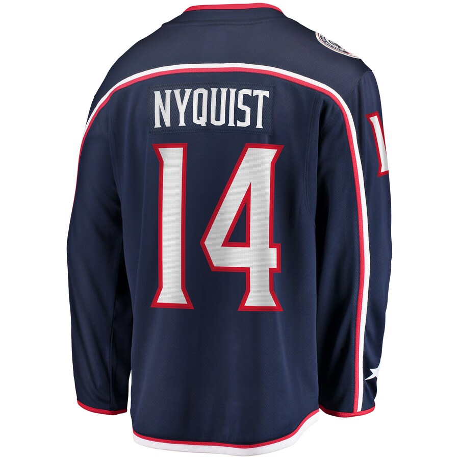 C.Blue Jackets #14 Gustav Nyquist Fanatics Branded Home Breakaway Player Jersey  Navy Stitched American Hockey Jerseys - Main View