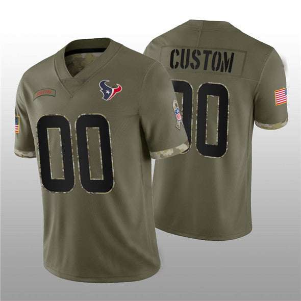Custom H.Texans ACTIVE PLAYER 2022 Olive Salute To Service Limited Stitched Jersey American Football Jerseys - Main View