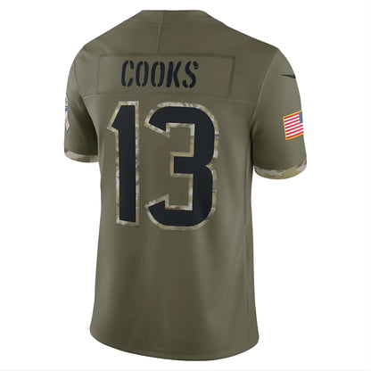 H.Texans #13 Brandin Cooks Olive 2022 Salute To Service Limited Jersey Stitched American Football Jerseys - Main View