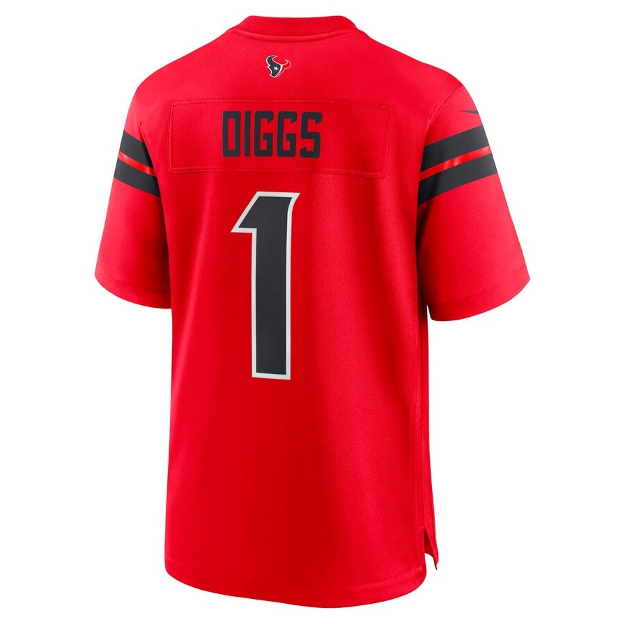 H.Texans #1 Stefon Diggs Red Alternate Game American Football Jersey - Main View