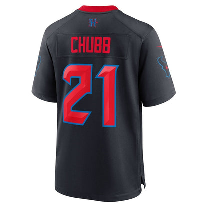 H.Texans #21 Nick Chubb Navy Alternate 2 Game American Football Jersey - Main View