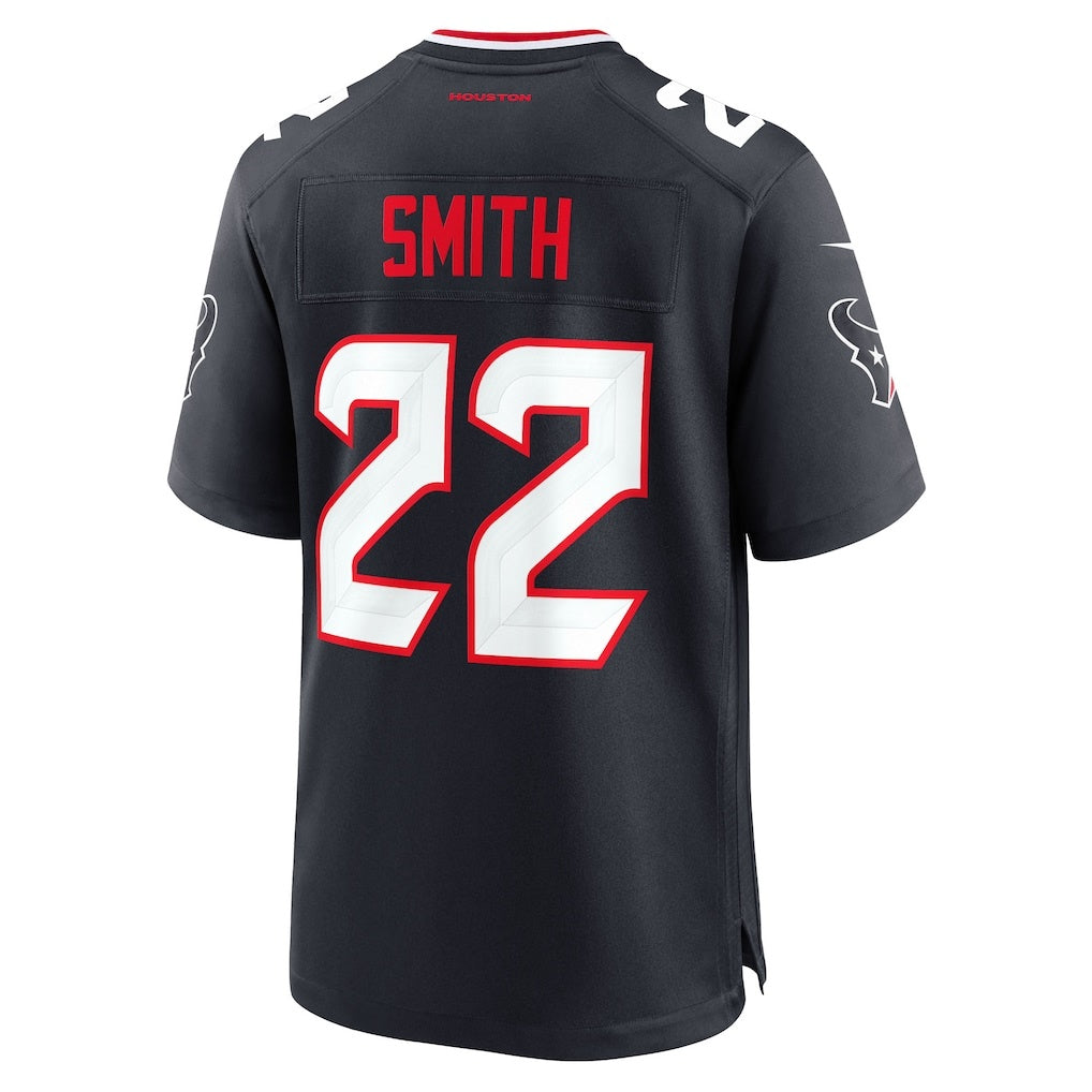 H.Texans #22 Jaylin Smith Navy Team Game American Football Jersey - Main View