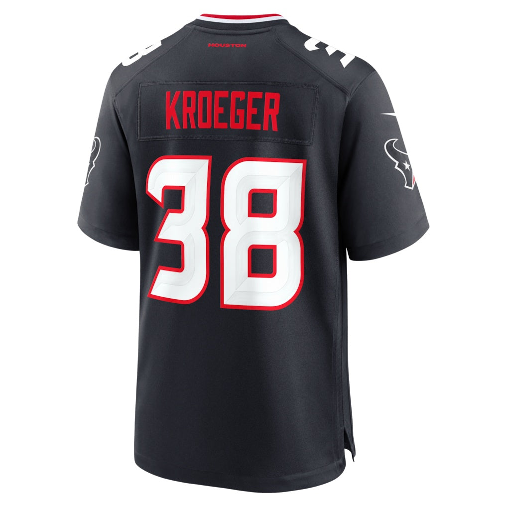 H.Texans #38 Kai Kroeger Navy Team Game American Football Jersey - Main View