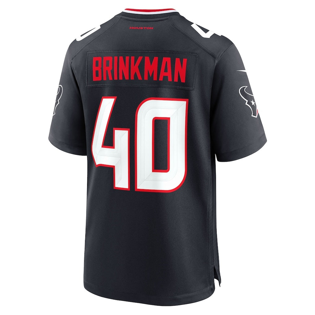 H.Texans #40 Austin Brinkman Navy Team Game American Football Jersey - Main View