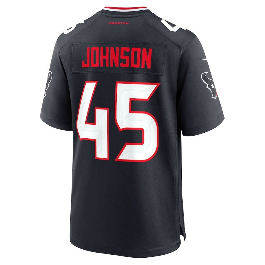 H.Texans #45 Jakob Johnson Navy Team Game American Football Jerseys - Main View
