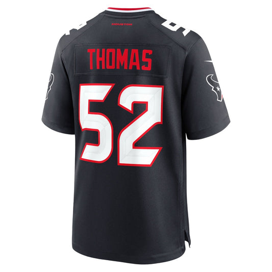 H.Texans #52 Xavier Thomas Navy Team Game Football Jersey - Main View