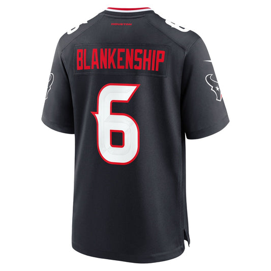 H.Texans #6 Reed Blankenship Navy Team Game American Football Jersey - Main View