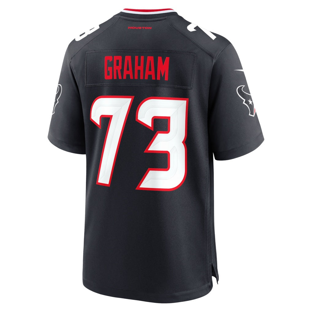 H.Texans #73 errick Graham Navy Team Game Football Jersey - Main View