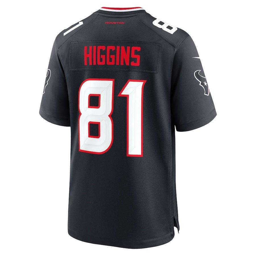 H.Texans #81 Jayden Higgins Navy Game American Football Jersey - Main View