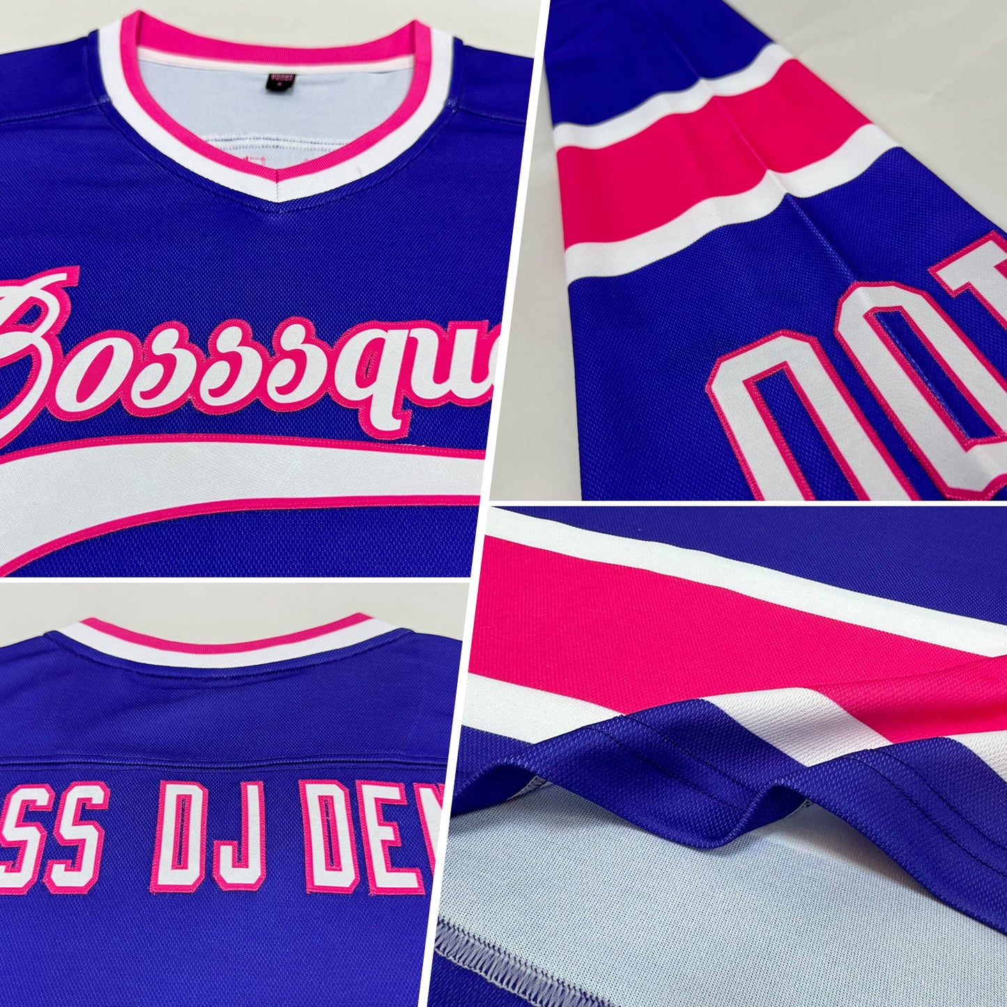 Custom Purple White-Pink Hockey Jersey view 2