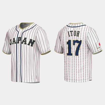 #17 HIROMI ITOH JAPAN BASEBALL 2023 WORLD BASEBALL CLASSIC JERSEY ¨C WHITE Stitches Baseball Jerseys - Main View