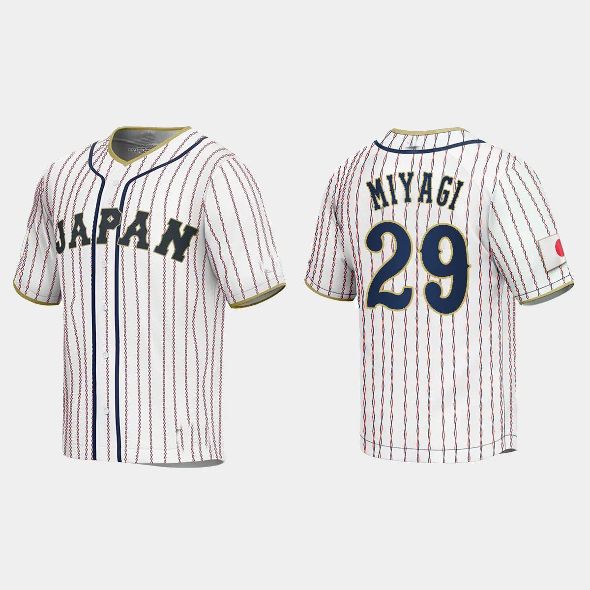 #29 HIROYA MIYAGI JAPAN BASEBALL 2023 WORLD BASEBALL CLASSIC JERSEY ¨C WHITE Stitches Baseball Jerseys - Main View