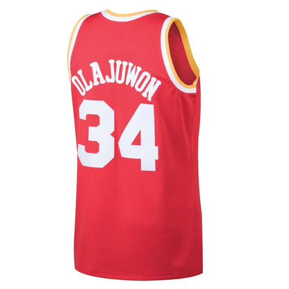 H.Rockets #34 Hakeem Olajuwon Mitchell & Ness 1993-94 Hardwood Classics Swingman Jersey Red Stitched American Basketball Jersey - Main View