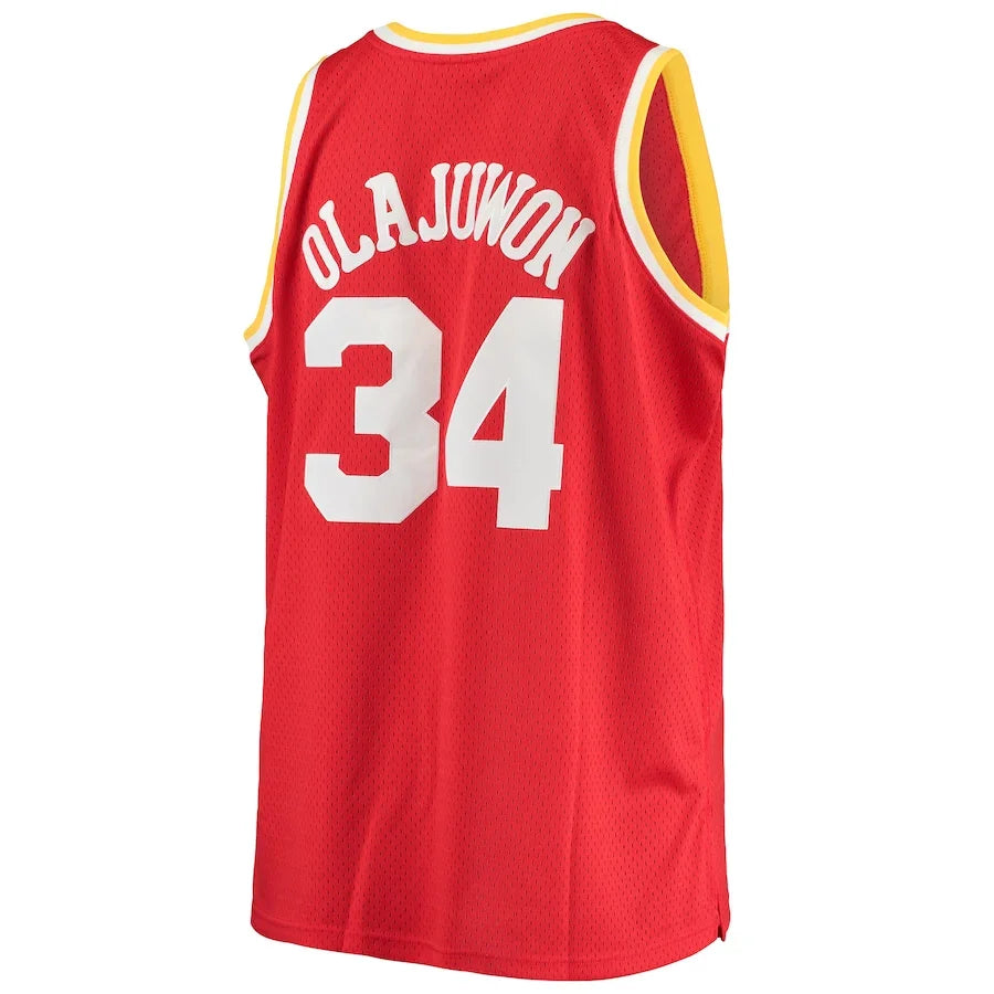 H.Rockets #34 Hakeem Olajuwon Mitchell & Ness Big & Tall Hardwood Classics Jersey  Red Stitched American Basketball Jersey - Main View