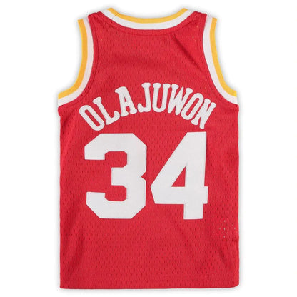 H.Rockets #34 Hakeem Olajuwon Mitchell & Ness Preschool Hardwood Classics Throwback Team Jersey Red Stitched American Basketball Jersey - Main View