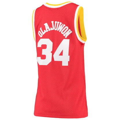 H.Rockets #34 Hakeem Olajuwon Mitchell & Ness 1993-94 Hardwood Classics Swingman Jersey Red Stitched American Basketball Jersey - Main View