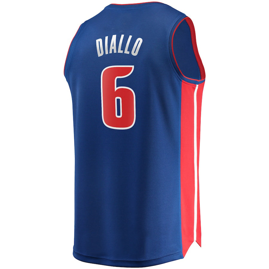 D.Pistons #6 Hamidou Diallo Fanatics Branded 2021-22 Fast Break Replica Jersey Blue Stitched American Basketball Jersey - Main View
