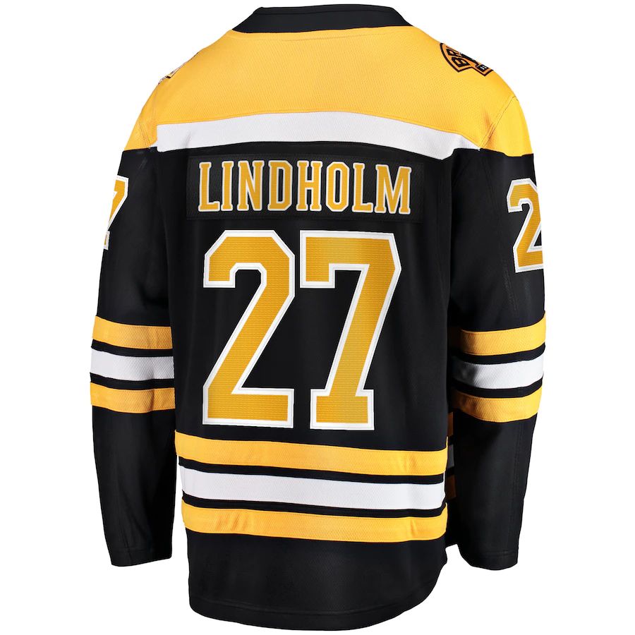 B.Bruins #27 Hampus Lindholm Fanatics Branded Home Breakaway Player Jersey Black Stitched American Hockey Jerseys - Main View