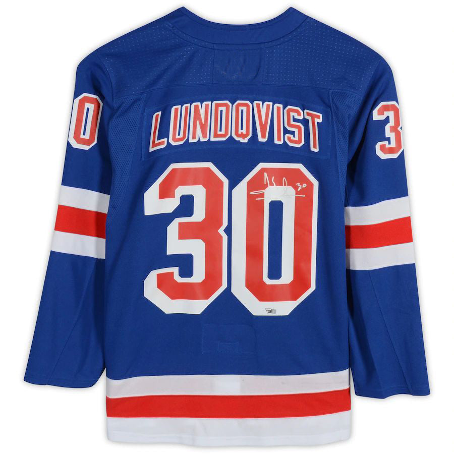 NY.Rangers #30 Henrik Lundqvist  Fanatics Authentic Autographed Jersey Blue Stitched American Hockey Jerseys - Main View