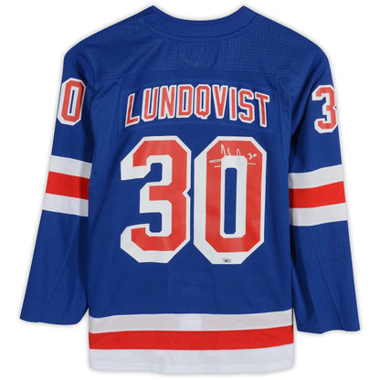 NY.Rangers #30 Henrik Lundqvist  Fanatics Authentic Autographed Jersey Blue Stitched American Hockey Jerseys - Main View