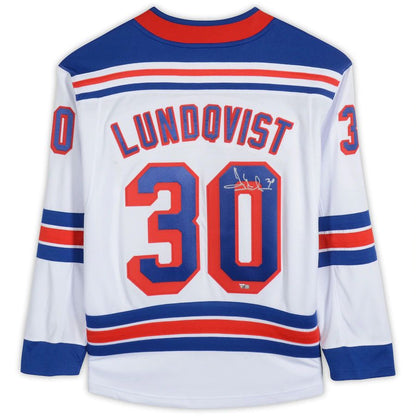 NY.Rangers #30 Henrik Lundqvist Fanatics Authentic Autographed  Breakaway Jersey White Stitched American Hockey Jerseys - Main View