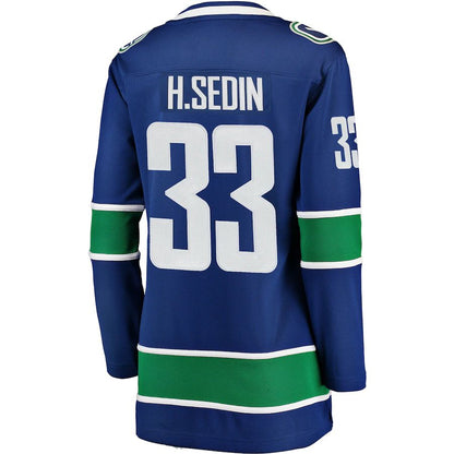 V.Canucks #33 Henrik Sedin Fanatics Branded Home Breakaway Player Jersey Blue Stitched American Hockey Jerseys - Main View