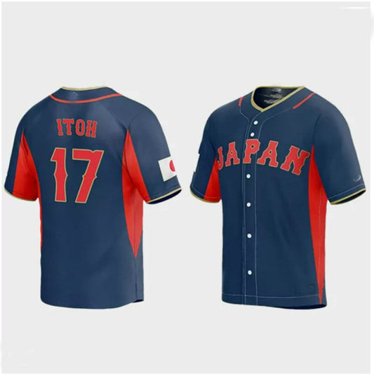 #17 Hiromi Itoh Japan Baseball 2023 World Baseball Classic Jersey ¨C Navy Stitches Baseball Jerseys - Main View