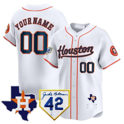 Custom Houston Astros 2024 Jackie Robinson Patch Vapor Premier Limited – All Stitched Baseball Jersey view 3