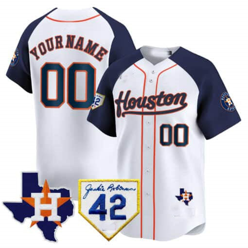 Custom Houston Astros 2024 Jackie Robinson Patch Vapor Premier Limited – All Stitched Baseball Jersey view 4