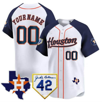 Custom Houston Astros 2024 Jackie Robinson Patch Vapor Premier Limited – All Stitched Baseball Jersey view 4