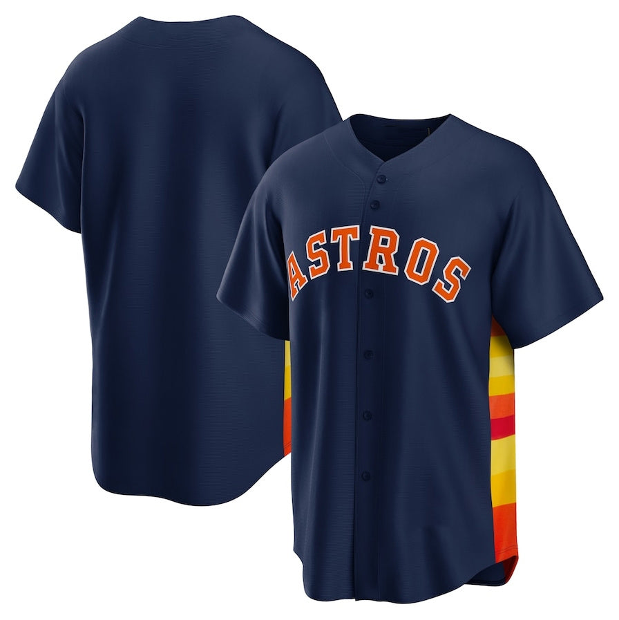 Houston Astros Alternate Replica Team Jersey - Navy Stitched Baseball Jersey - Main View