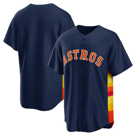 Houston Astros Alternate Replica Team Jersey - Navy Stitched Baseball Jersey - Main View