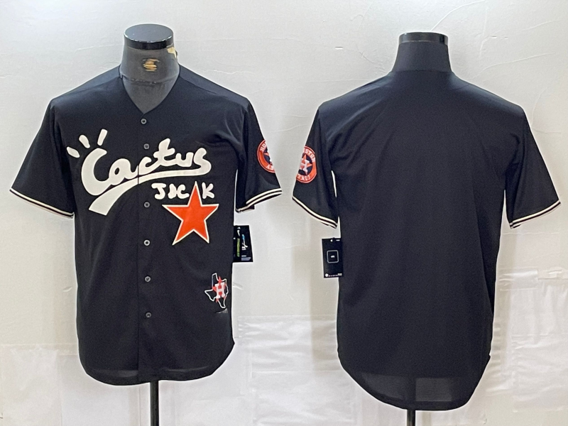 Houston Astros Blank Black Cactus Jack Vapor Premier Stitched Baseball Jersey - Main View