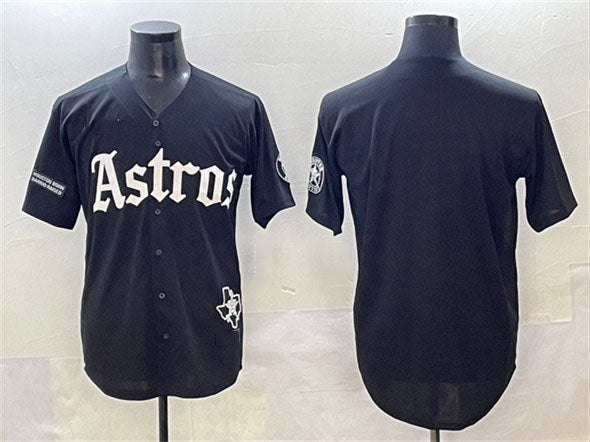 Houston Astros Blank Black Gothic 'Houston Born Barrio Raised' Limited Stitched Baseball Jersey - Main View