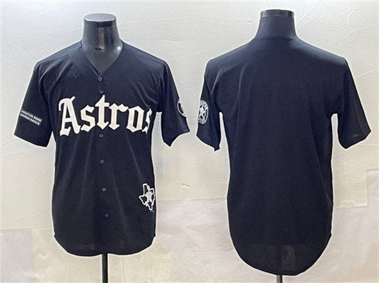 Houston Astros Blank Black Gothic 'Houston Born Barrio Raised' Limited Stitched Baseball Jersey - Main View