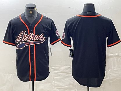 Houston Astros Blank Black With Patch Cool Base Stitched Baseball Jersey - Main View