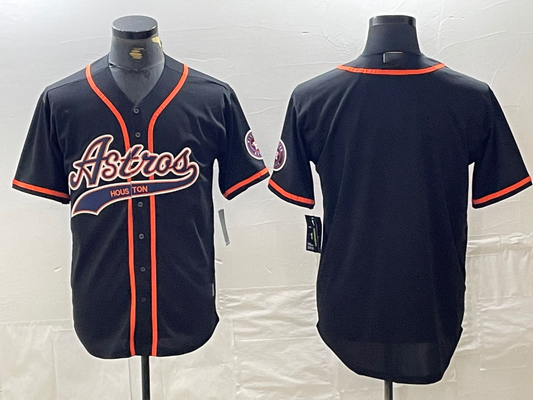 Houston Astros Blank Black With Patch Cool Base Stitched Baseball Jersey - Main View