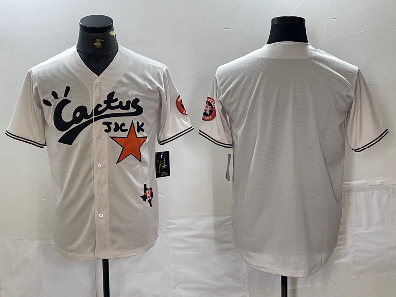 Houston Astros Blank Cream Cactus Jack Cool Base Baseball Jerseys - Main View