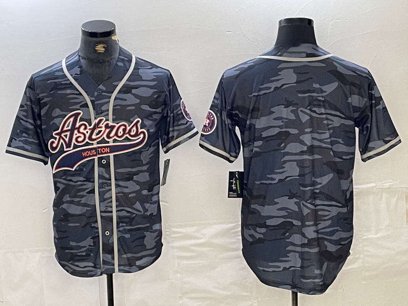 Houston Astros Blank Gray Camo Cool Base Stitched Baseball Jersey - Main View