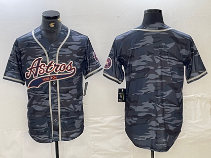 Houston Astros Blank Gray Camo Cool Base Stitched Baseball Jersey - Main View