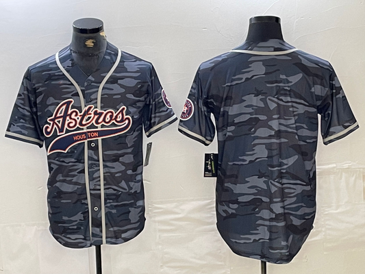 Houston Astros Blank Gray Camo Cool Base Stitched Baseball Jersey - Main View