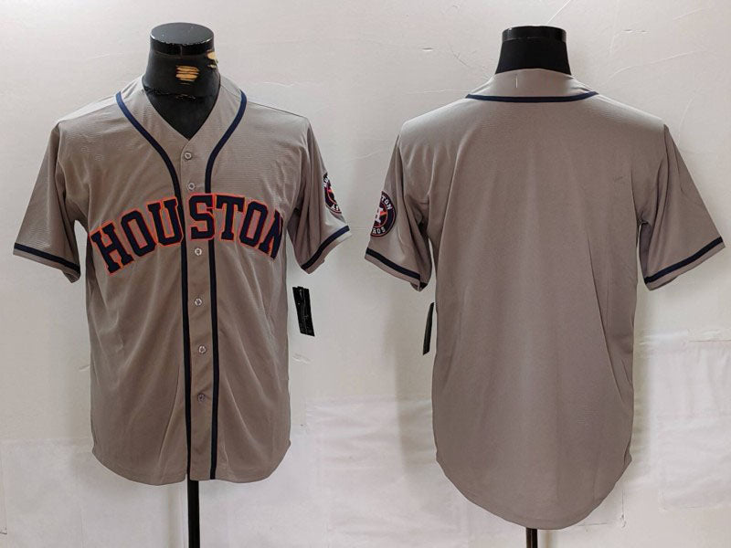 Houston Astros Blank Grey With Patch Cool Base Stitched Baseball Jersey - Main View