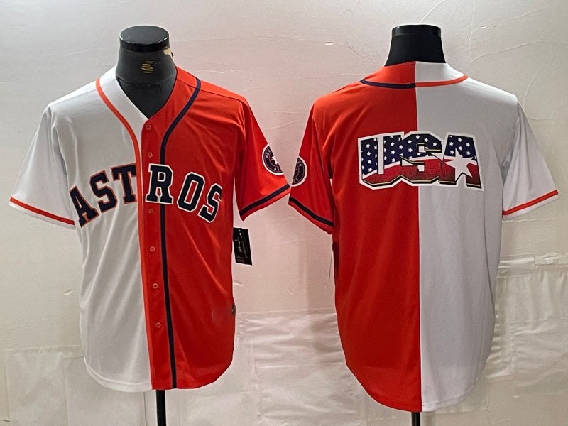 Houston Astros Blank Orange White Split Stitched Baseball Jersey - Main View