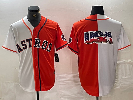 Houston Astros Blank Orange White Split Stitched Baseball Jersey - Main View