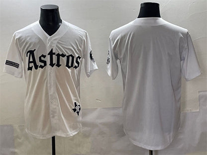 Houston Astros Blank White Gothic 'Houston Born Barrio Raised' Limited Stitched Baseball Jersey - Main View