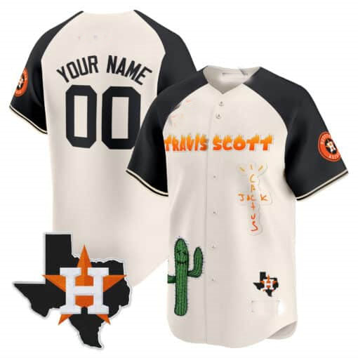 Custom Houston Astros Cactus Jack Patch Vapor Premier Limited – All Stitched Baseball Jersey view 2