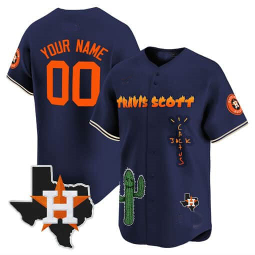 Custom Houston Astros Cactus Jack Patch Vapor Premier Limited – All Stitched Baseball Jersey view 3