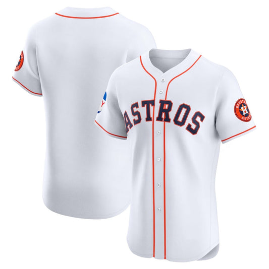 Houston Astros Home Elite Patch Jersey - White Stitched Baseball Jersey - Main View