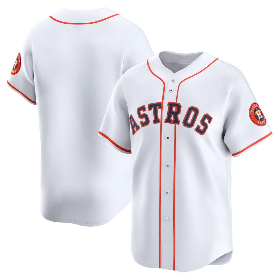 Houston Astros Home Limited Jersey - White Stitched Baseball Jersey - Main View
