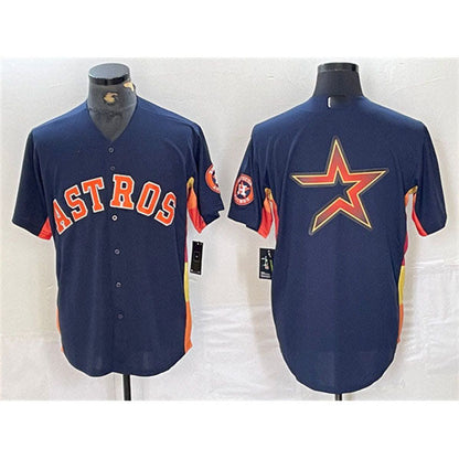 Houston Astros Navy Team Big Logo With Patch Cool Base Stitched Baseball Jersey - Main View